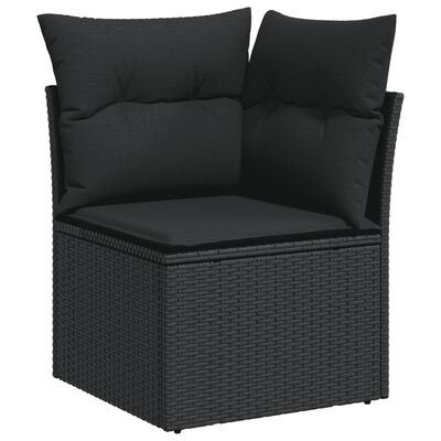 vidaXL Set mobilier de grădină cu perne, 6 piese, negru, poliratan