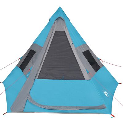 vidaXL Cort de camping tipi pentru 7 persoane, albastru, impermeabil