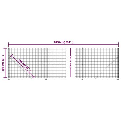 vidaXL Gard plasă de sârmă cu bordură, verde, 1,6x10 m