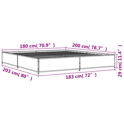 vidaXL Cadru de pat, stejar maro, 180x200 cm, lemn prelucrat și metal