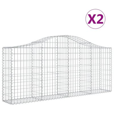 vidaXL Coșuri gabion arcuite 2 buc, 200x30x80/100cm, fier galvanizat