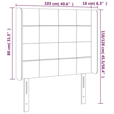 vidaXL Tăblie de pat cu LED, albastru închis, 103x16x118/128cm catifea