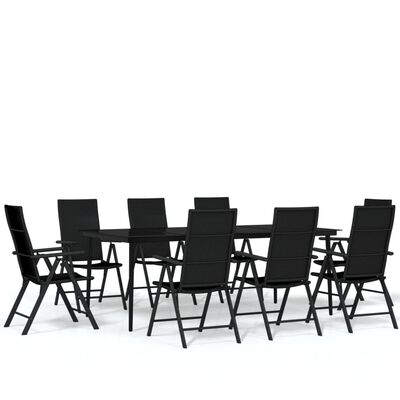 vidaXL Set mobilier de grădină, 9 piese, negru