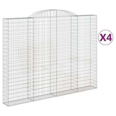 vidaXL Coșuri gabion arcuite 4 buc. 300x30x220/240 cm fier galvanizat