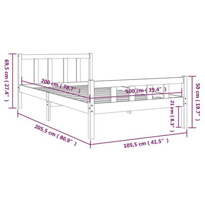 vidaXL Cadru de pat, 100x200 cm, negru, lemn masiv