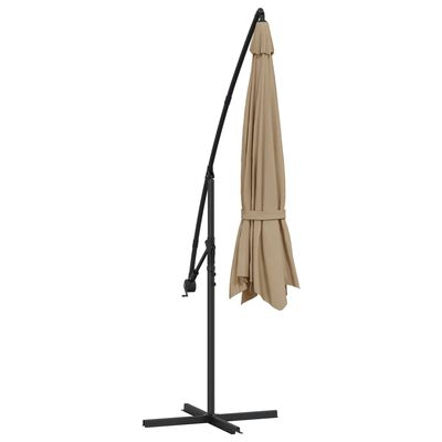 vidaXL Umbrelă suspendată cu stâlp din aluminiu, 350 cm, gri taupe