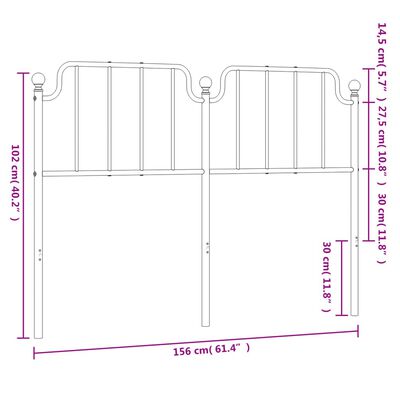 vidaXL Tăblie de pat metalică, alb, 150 cm