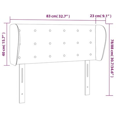 vidaXL Tăblie de pat cu aripioare alb 83x23x78/88 cm piele ecologică