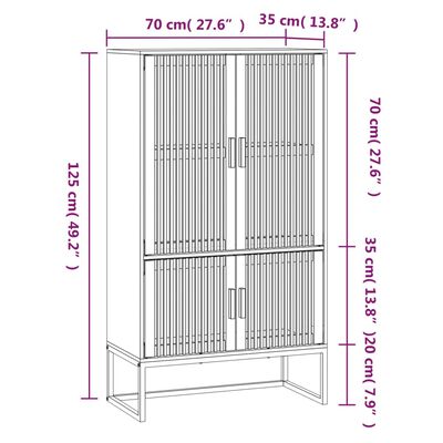 vidaXL Dulap înalt, negru, 70x35x125 cm, lemn prelucrat