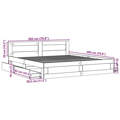 vidaXL Cadru de pat cu tăblie stejar sonoma 200x200 cm lemn prelucrat