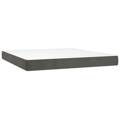 vidaXL Pat box spring cu saltea, gri închis, 180x200 cm, catifea