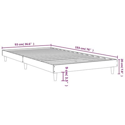 vidaXL Cadru de pat, negru, 90x190 cm, lemn prelucrat