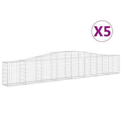 vidaXL Coșuri gabion arcuite 5 buc, 400x30x60/80 cm, fier galvanizat