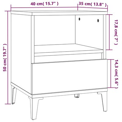 vidaXL Noptiere, 2 buc., alb extralucios, 40x35x50 cm