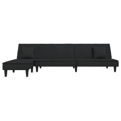 vidaXL Canapea extensibilă în formă de L negru 255x140x70 cm catifea