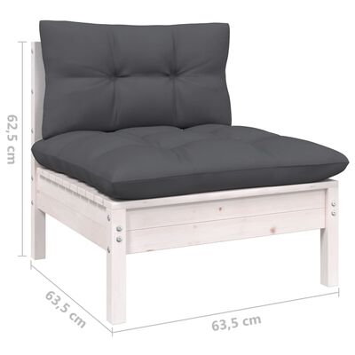 vidaXL Set mobilier grădină cu perne, 12 piese, alb, lemn de pin