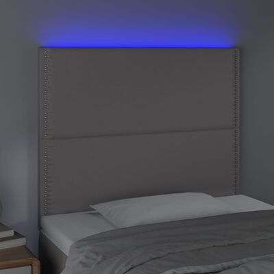 vidaXL Tăblie de pat cu LED, gri, 100x5x118/128 cm, piele ecologică