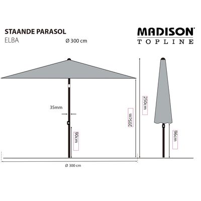 Madison Umbrelă de soare de grădină "Elba", gri, 300 cm