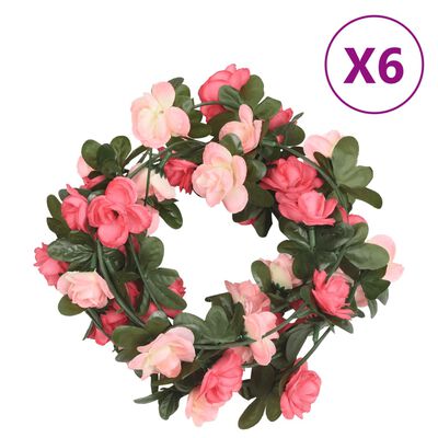 vidaXL Ghirlande de flori de Crăciun, 6 buc., roze, 240 cm