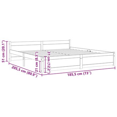 vidaXL Cadru de pat Super King, negru, 180x200 cm, lemn masiv