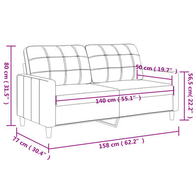 vidaXL Canapea cu 2 locuri, gri închis, 140 cm, material textil