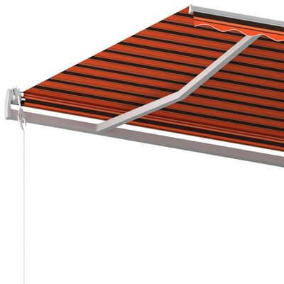 vidaXL Copertină retractabilă manual, cu stâlpi, portocaliu&maro 5x3 m