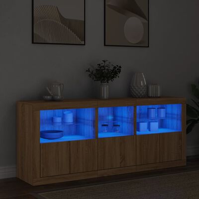 vidaXL Dulap cu lumini LED, stejar sonoma, 162x37x67 cm