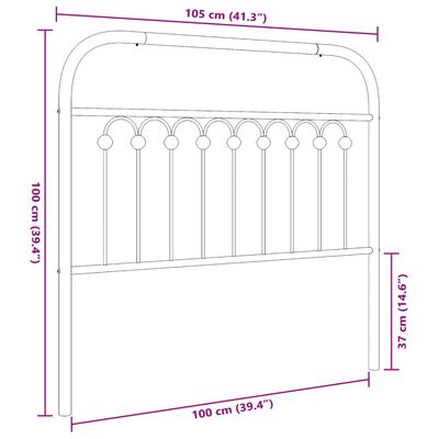 vidaXL Tăblie de pat metalică, alb, 100 cm