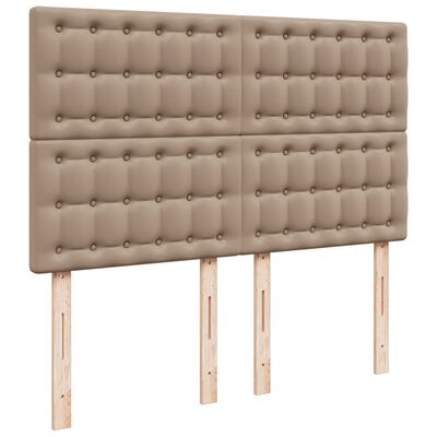 vidaXL Pat box spring cu saltea, cappuccino, 140x200cm piele ecologică