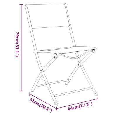 vidaXL Set mobilier bistro, 3 piese, negru, oțel