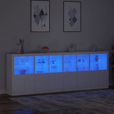 vidaXL Servantă cu lumini LED, alb, 283x37x100 cm