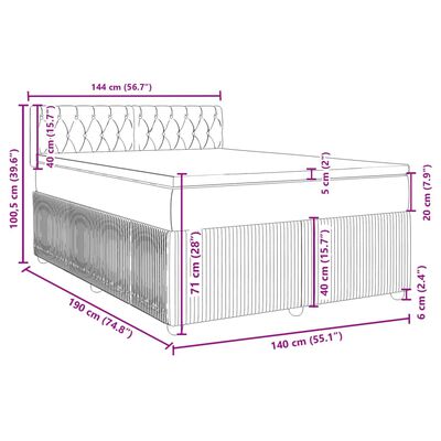 vidaXL Pat box spring cu saltea, negru, 140x190 cm, catifea