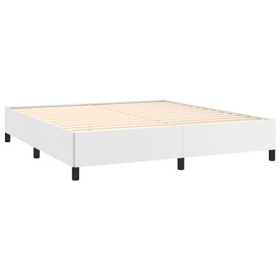 vidaXL Pat box spring cu saltea, alb, 180x200 cm, piele ecologică