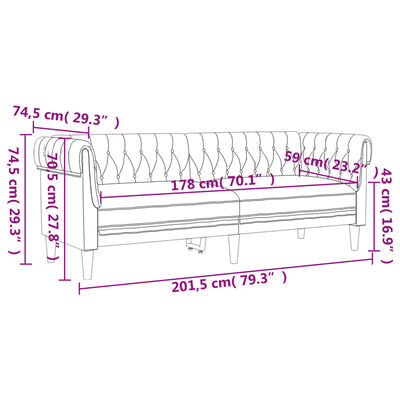 vidaXL Canapea Chesterfield cu 3 locuri, in