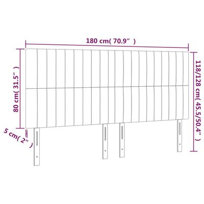 vidaXL Tăblie de pat cu LED, gri deschis, 180x5x118/128 cm, textil