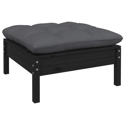 vidaXL Set mobilier de grădină cu perne, 6 piese, negru, lemn de pin