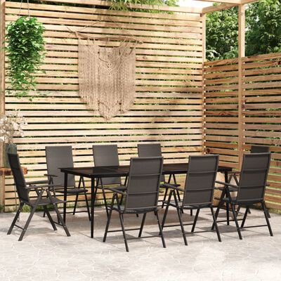 vidaXL Set mobilier de grădină, 9 piese, negru