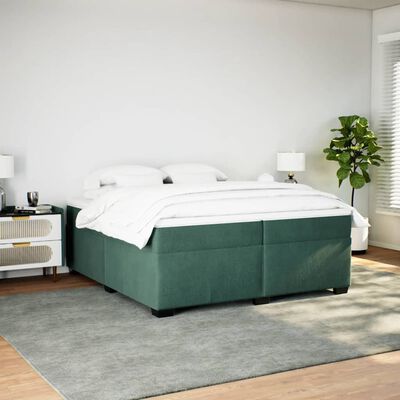 vidaXL Pat box spring cu saltea, verde închis, 200x200 cm, catifea