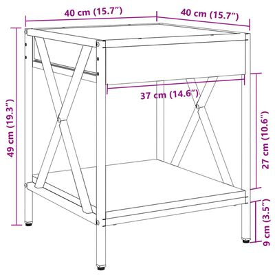 vidaXL Măsuță de cafea cu LED infinity, negru, 40x40x49 cm