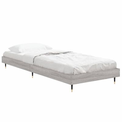 vidaXL Cadru de pat, gri sonoma, 75x190 cm, lemn prelucrat