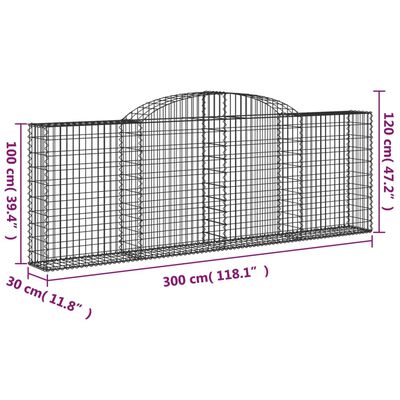 vidaXL Coșuri gabion arcuite 7 buc, 300x30x100/120 cm fier galvanizat