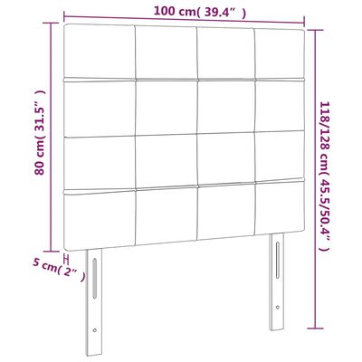 vidaXL Tăblie de pat cu LED, crem, 100x5x118/128 cm, textil