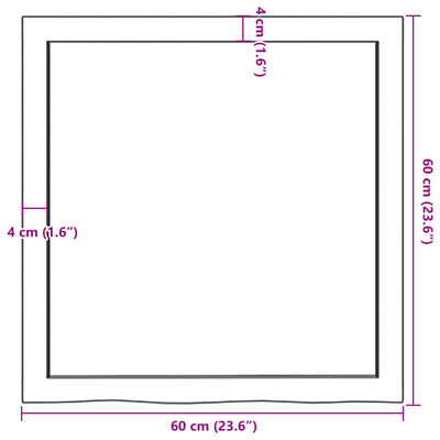 vidaXL Poliță de perete, 60x60x(2-6) cm, lemn masiv de stejar netratat