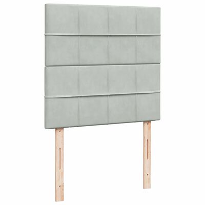 vidaXL Pat box spring cu saltea, gri deschis, 90x200 cm, catifea