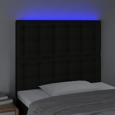 vidaXL Tăblie de pat cu LED, negru, 100x5x118/128 cm, textil