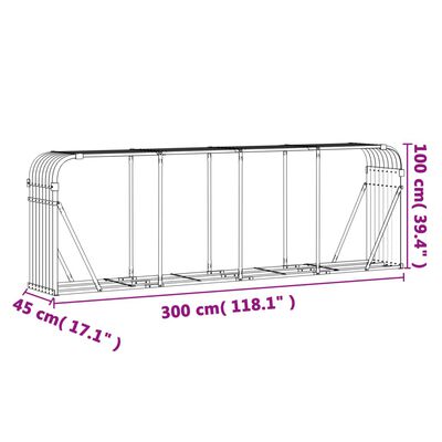 vidaXL Suport pentru bușteni, maro, 300x45x100 cm, oțel galvanizat