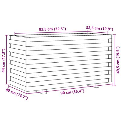 vidaXL Jardinieră de grădină, 90x40x49,5 cm, lemn masiv de pin