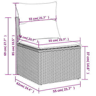 vidaXL Set mobilier de grădină cu perne, 3 piese, negru, poliratan