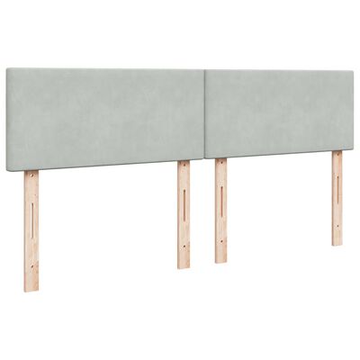 vidaXL Pat box spring cu saltea, gri deschis, 200x200 cm, catifea