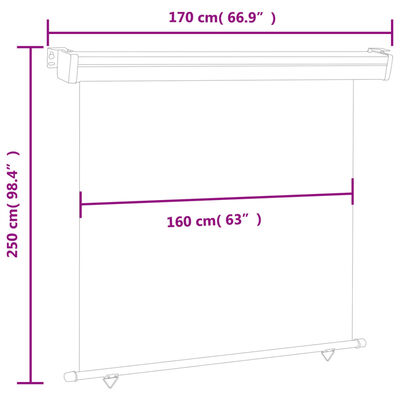 vidaXL Copertină laterală de balcon, crem, 170x250 cm